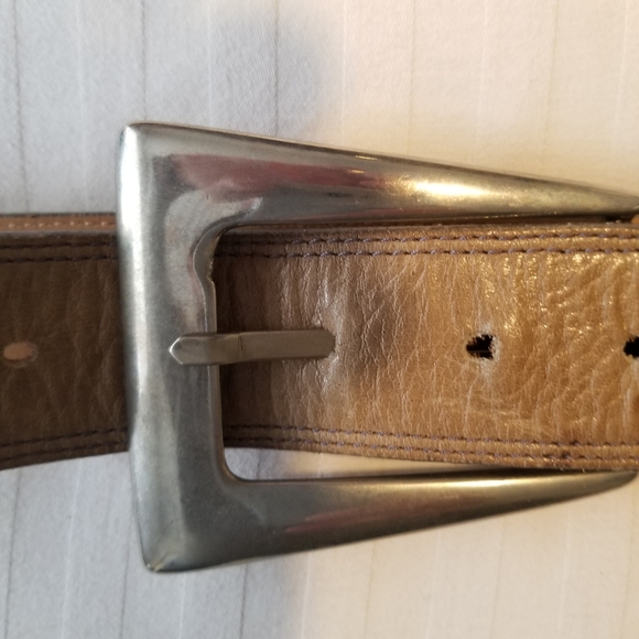 Vintage 80s Liquid Leather Womens Belt Taupe - Picture 3 of 5